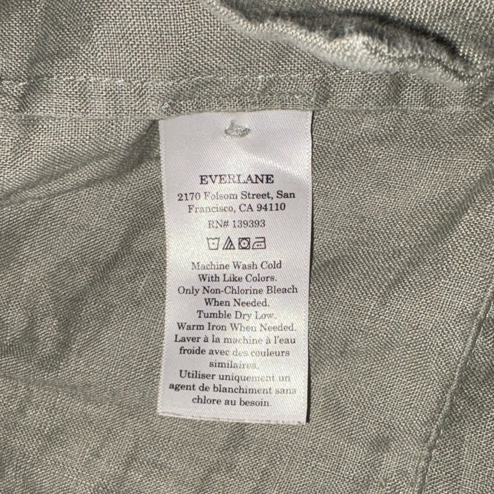 Everlane Linen Button Down Shirt Women's M Sage Green 100% European Flax - Picture 9 of 11